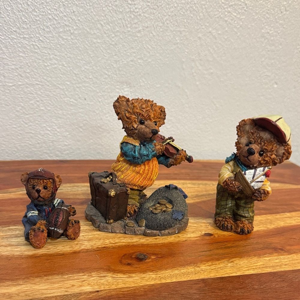 Vintage Gertrude B Gable Resin Bear Figurine Lot Musician Football Sailing
